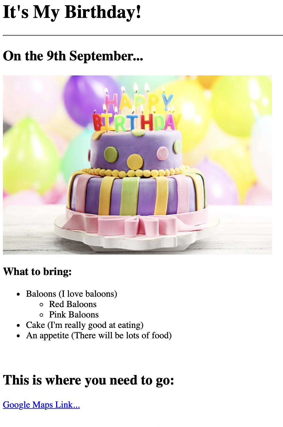 Birthday Invite Project - Image